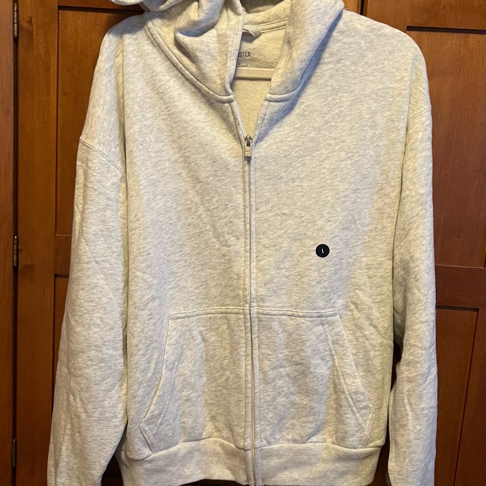 Hollister Light Gray Easy Zip-Up Hoodie